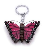 H-Customs Schmetterling Schwarz Farbig Holz Edel Handmade Schlüsselanhänger Anhäng