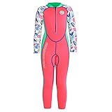 SXSHUN Mädchen Neoprenanzug Thermal Badeanzug Kurzarm Floatinganzug Mit UV-Schutz Für Kinder Mädchen Front Reißverschluss Tauchen Surfen Schwimmen,Rosa,S