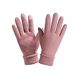 HXJ Winterhandschuhe Männer und Frauen Winddicht und wasserdichte Handschuhe rutschfeste Touchscreenhandschuhe Stricken und Fleece Handschuhe Reiten Skihandschuhe Shopping Walking Hunde Ausflug F