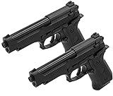 2X B.W. Softair Gun Airsoft Pistole + Munition | 38A - Schwarz Voll ABS | 19cm. Inkl. Magazin & unter 0,5 Joule (ab 14 Jahre)