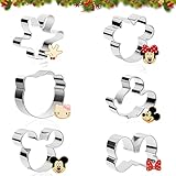 Mickey Mouse Ausstecher,6 Stück Mouse Cutter Set,Disney Ausstecher,Ausstechform aus Edelstahl Maus Ausstecher Set für Kinder DIY F