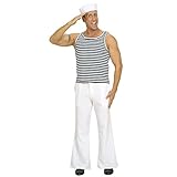 Amakando Marine Shirt Matrosen Unterhemd Marineshirt gestreift Fasching Russisches Matrosenhemd Seemann Oberteil Matrose Schiffsjunge Uniform Mottoparty Verkleidung Karneval Kostüm H