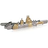 LINDENMANN Krawattenklammer, Skyline Köln, krawattenschonende hochwertige Alligator-Mechanik, Rhodium veredelt (Bicolor), im schwarzen Geschenk