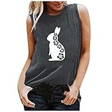 Ostern Damen Tank Top Sexy Schulterfrei Oberteil Sommer Kaninchen Druck Ärmellose Shirt Basic Oberteile Casual Locker T-Shirt Top Tank Weste Crop Top für Teenager Mädchen Frauen Tee Top