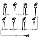 AIMHEIM 8er-Set Gartenstrahler LED Warmweiß, 3W Gartenleuchte Garten Beleuchtung mit Stecker, Schwenkbar Außen-Strahler Aussenbeleuchtung Erdspieß IP65 Wasserdicht für Baum, Pflanzen, T
