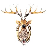 Skulpturen Hirschkopf-Wand-Dekor,dekorative Accessoires Tiere Wandbehang,Sammlerstück für Moderne Wandkunst,handgemachte Harz Wohnkultur Ornament (Color : Brown, Size : 42x49cm)