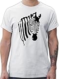 Dschungel Deko Wildnis - Zebra - M - Weiß - Zebra t-Shirt l - L190 - Tshirt Herren und Männer T-S