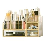 NBHFR Antike Makeup Organizer, justierbare Schmuck Retro Aufsatz- kosmetisches Aufbewahrungsbehälter, for Bürsten Lippenstifte Skincare Toner Parfüm, Vanity Anzeig