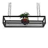 WYFZT Küche Hängende Regal Retro Decken-Typ Blume mit Kette Artikel Stehen Sie und Bodengitter, Wandregal abgehängten Decke Storage Rack Innen Balkon Dekorative, Schwarz (Size : 80×25×15cm)