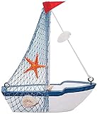 LQ Holz Segelboot Ornament mit Netz Segelboot Modell Strand Nautische Dekoration Kunsthandwerk