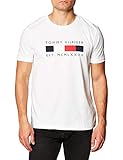 Tommy Hilfiger Herren Logo Box Stripe Tee T-Shirt, weiß, XS