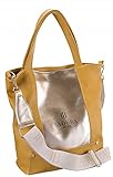 Badura Große Handtasche Damen Shopper Reißverschlusstasche - geräumige Tasche für Damen - mit Gürtel, Gelb/Gold,