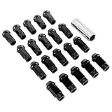 50mm Radnabenmuttern Universal M12x1,5 Gewinde Aluminiumlegierung mit Montagebuchse(Schwarz)