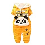 Kobay Baby Kinder Jungen Set Kleidung Langarm Karikatur Panda Top + Hosen(12-18M,Gelb)