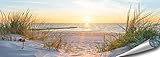ARTBAY Meer Poster HD XXL - Panorama Kunstdruck - 118,8 x 42 cm | Sonnenaufgang am Strand | Dünen | Natur Poster | Premium Q