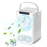 Mobile Klimagerät Mini luftkühler 600ML ,4-in-1-Mobile Klimaanlage, Desktop-Lüfter, persönliche Mini-Klimaanlage mit Reinigungsfunktion,Wassermangelalarm und Timer, für Büro/Z