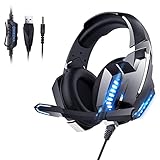Gaming Headset für PS5 PS4 Xbox Series PC, Over Ear 3.5 Mm Deep Bass Stereo Surround Sound PS5 Headset mit Noise Cancelling Mic und LED Licht für Laptop, Switch, Tab