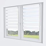 Rollmayer Doppelrollo Klemmfix ohne Bohren Klemmrollo Fensterrollo Duo Rollo Sonnenschutzrollo Zebrarollo Seitenzugrollo für Fenster und Tür (Weiß - 75 x 150 cm - BxH)