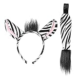 Widmann 9732 - Zebra Set, Ohren und Schwanz, weiß, schwarz, Accessoires, Karneval, Mottoparty