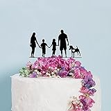 Tortenaufsatz für die Familie, mit Kind und Hund, mit Terrier-Herz und Hund, personalisierbar, für die Familie, Braut und Bräutigam mit Kinderhund, ideales Geschenk zum Hochzeitstag