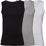 SMART Q CLASSIC Herren-Unterhemden 3er Packs Top (XXL, White/Black/Grey, Numeric_60)