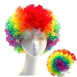 dancepandas Clown Perücke Bunte, Unisex Bunte Perücke,Weihnachten Halloween Prop Perücken Kopfschmuck Outfits Kostümzubehör …