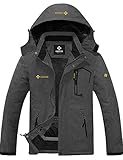 GEMYSE wasserdichte Skijacke für Herren Winddichte Fleece Outdoor-Winterjacke mit Kapuze (Graphitgrau,L)