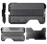 Kartenetui mit Geldklammer Herren RFID Blocking NFC Schutz Metall kreditkartenetui Herren aus Grain Leder und Aluminium Minimalistisch Mini Geldbörse Herren Bis zu 12