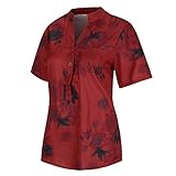 IFOUNDYOU Bluse Damen Kurzarm Große Größen V-Ausschnitt Tunika Hemdbluse mit Knopfleiste Drucken Lässige Lose T-Shirt Tee Tops Casual Mode Kurzarmshirt Oberteil Basic Revers Sommer Shirt Streetw