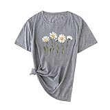 Hemden Damen Poloshirt Damen Langarm Damen Bluse 3/4 arm Sommer elegant t-Shirt Frauen 3D drucken kurzarmoberteil mit Rundhalsausschnitt Mode Farbblock Graphics Teen(#NJDE-220331 T-Shirt-A22, S)