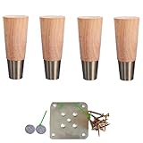 Verstellbare Massivholz-Möbelbeine, Tischbeine, DIY Metall-Tischbeine für Schrank, Kleiderschrank, TV-Schränke, Schubladen, Nachttisch, Holzfarben, 12 cm, 4 Stück