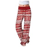 Briskorry Weihnachten Pyjamahose Damen Weites Bein Hohe Taille Jogginghose Lang Hosen Sportleggins für Gym Fitness Elastizität Bequeme Sporthose Laufen F