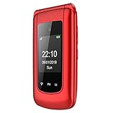 3G Seniorenhandy ohne Vertrag, Großtasten Mobiltelefon klapphandy Einfach und Tasten Notruffunktion für Senioren,Dual-SIM 2.4 Zoll Display (Rot)