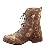 Dorjuli Damen Stiefel Outdoor Schnürstiefel Vintage Classic Casual Modisch Boots Gefüttert Bequem Flach Winterboots Schneestiefel Schuhe Warme W