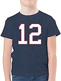 Kinder Sport Kleidung - Football New England 12-116 (5/6 Jahre) - Dunkelblau Meliert - Patriots - F130K - Kinder Tshirts und T-Shirt für Jung