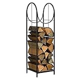 Kaminzaun Kaminholzregal Kaminholzregal Holzstapelhilfe Stahl für Innen und Außen Holzflor Regal Anthrazit 33x33x120cm für Außen oder I