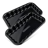 FMprofessional Grillschale Emaille 2er Set, kratzfest und schnittfest, wiederverwendbar, leichte Reinigung, Grillzubehör, Schale ideal für Feta (Farbe: Schwarz),Größe: 21 x 12 cm, Menge: 2 Stück