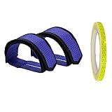 QWEQWE EIN Paar Fahrrad Pedal Straps Fahrrad Pedal Toe Clip Straps Füße Strap Bike Pedalriemen mit 1 pcs Reflektorband für Outdoor-Sport Radfahren Heimtrainer Fahrrad-Zyklus-Black