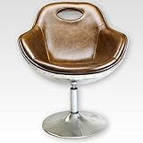 Phoenixarts Leder Sessel Wohnzimmer | Loungesessel Braun Cocktailsessel | Drehsessel Clubsessel Drehstuhl ohne Rollen - 703