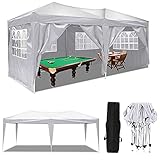 Serface Pavillon Faltpavillon 3x6 Wasserdicht Faltbare Gartenpavillon Festival Sonnenschutz Faltpavillon, UV-Schutz mit 4 Seitenteilen für Garten/Party/Hochzeit/Picknick (3x6m Weiß)