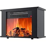 WEIQI Wallpaper 14 Zoll Mini Elektro-Kamin Tabletop Space Heater freistehend Kamin Log Brennstoffeffekt Led Flammeneffekt Ornamente Wohnk