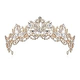 Surakey Braut Tiara Hochzeit Kristallkrone Prinzessin Diadem Kristall Strasssteine Tiara Brautschmuck Kristall Diadem,Kristall Festzug Tiara Stirnband, Geburtstag Krone Damen Kostü