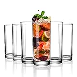 Amisglass Trinkgläser für Wasser 6er Set, Longdrinkgläser mit Schweres Basis, Gin Gläser aus Hochwertigem Kristallglas, Klassisches Design, Bleifreie Wassergläser aus Hochwertigem G