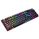 fasloyu RGB-Gaming-Tastatur - Gaming-Tastatur mit Hintergrundbeleuchtung, Anti-Ghosting, mechanische Gamer-Tastatur, kompatibel mit PC/PS4/PS5/Xbox One/Xbox Series X (Schwarz)