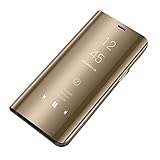 Galaxy S7 Edge Leder Hülle, S7 Edge Handyhülle Spiegel Schutzhülle Flip Tasche Case Cover für Samsung Galaxy S7 Edge, Stand Feature handyhuelle etui Bumper Hülle für Samsung Galaxy S7/S7 Edg