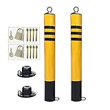 FACAZ Trennbare bewegliche Säulen-Parkbarriere, 2er-Pack Sicherheitspoller für Einfahrt, Schwerlast-Parkpfosten mit Aufhängering (Größe: 76 x 800 mm)