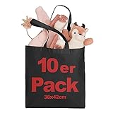 Textildruck Plauen Baumwolltasche Jutebeutel Baumwolltasche mit zwei langen Henkeln 38x42cm Schwarz 10 Stück