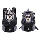 Kuoser Katzen Hunde Rucksack, Komfortabel & Atmungsaktiv für Welpen, mit Kopf-Out- und Ausbruchssicherem Design, Schwarze Schultertasche für Outdoor-Reisen/Radfahren/W