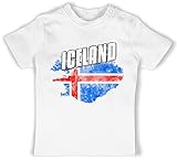 Fussball WM 2022 Fanartikel Baby - Iceland Umriss Vintage - 12/18 Monate - Weiß - T-Shirt - BZ02 - Baby Shirt für Mädchen und Jung