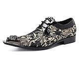 XLH Herren Lederschuhe Metallkopf Personalisierte Sänger Retro Schuhe Für Business,Formell,Hochzeit,Freizeit,Büro,Party Unisex L